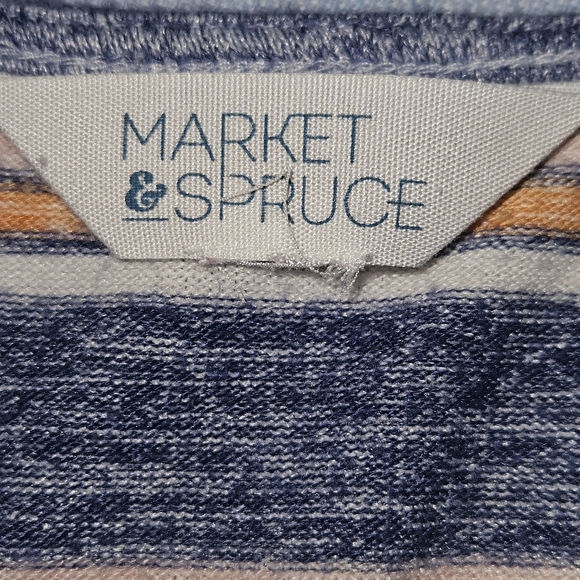 Market & Spruce Stitch Fix blue white & peach striped dress sleeveless - Picture 3 of 7